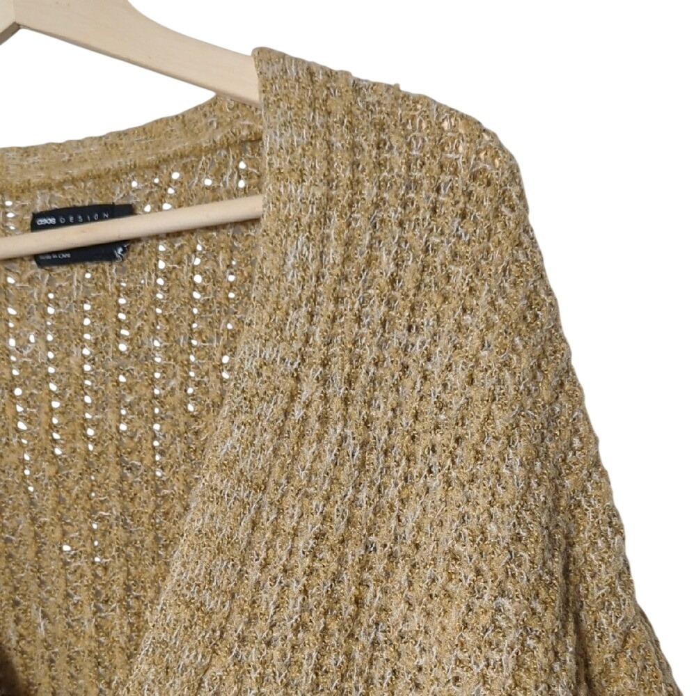 ASOS DESIGN Super Oversized Ribbed Knit Button Cardigan Tan Small Large RUNS BIG - Picture 8 of 13